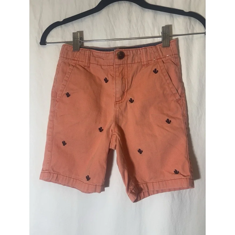 Gymboree Prep Fit Boys  Shorts Size 6 Salmon With‎ Navy Cactus P12
